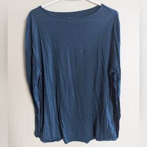 Turquoise Blue Cloudveil Merino wool long sleeve boat neck top XXL